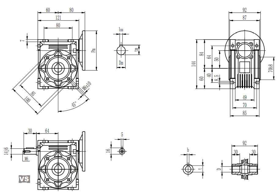 EP-NMRV050 worm gearbox specification drawing sheet 1