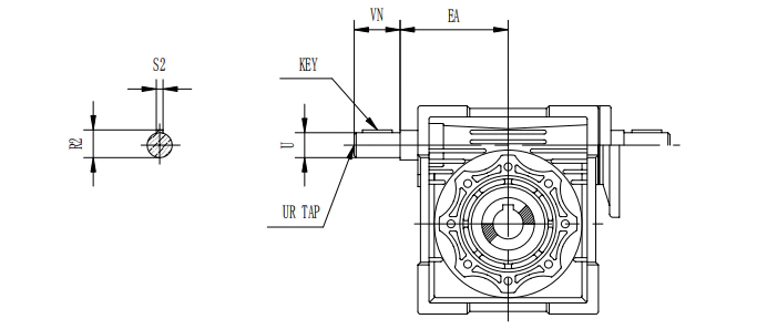 NMRV025 shaft dimension options