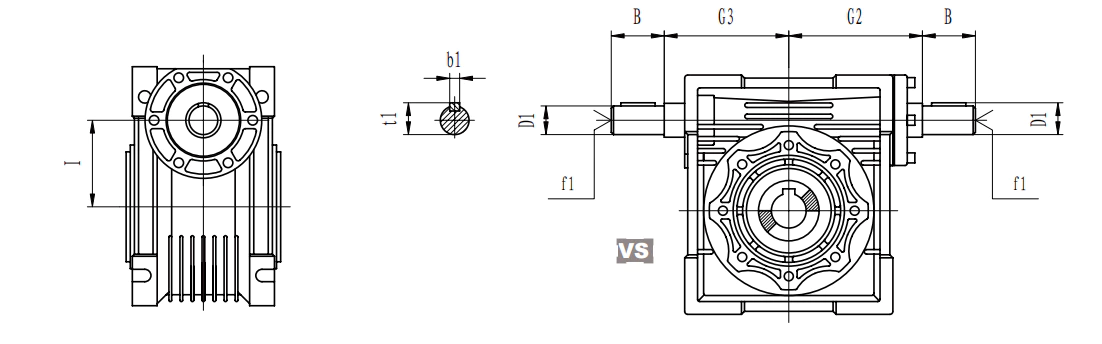 EP-NRV030 worm reducer dimension drawing