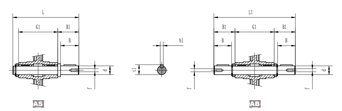 EP-NRV030 output shaft dimension detail