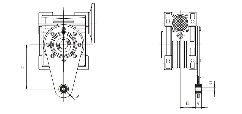 EP-NRV030 torque arm dimensions and mounting detail